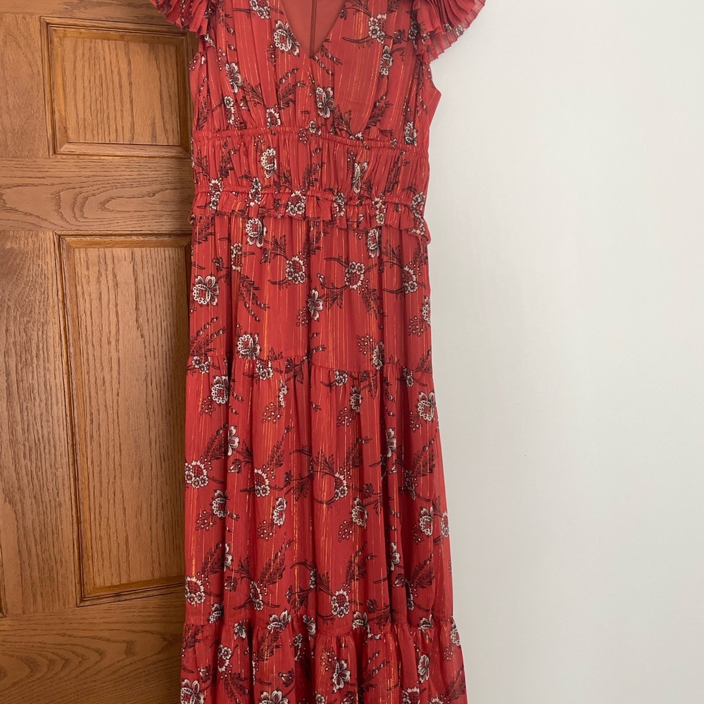 Ann Taylor Rust colour Sundress with Flutter Cap Sleeves